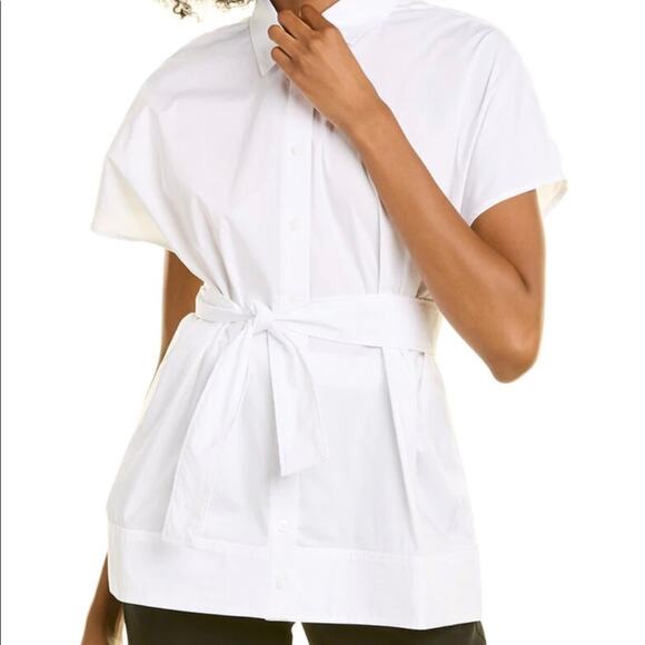 Pearl by Lela Rose Cotton Poplin Belted Capelet Top NWT - Picture 2 of 5